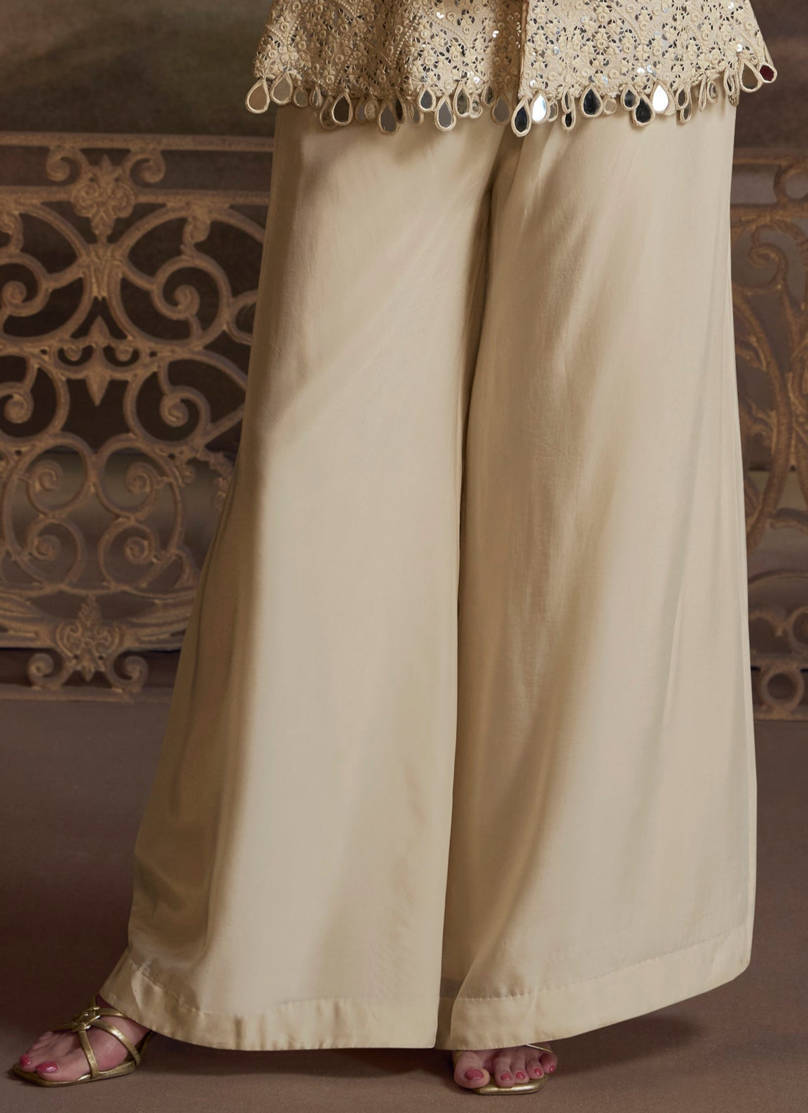 Ready to Wear White Palazzo Suit Ethnic Dress for Women