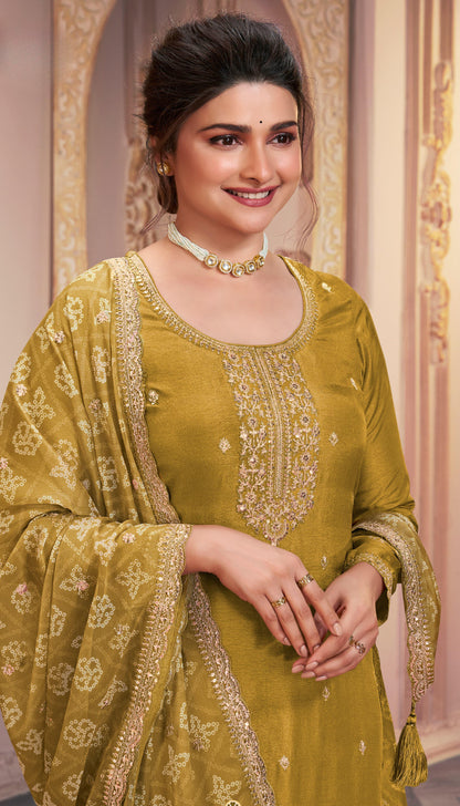 Mustard Yellow Embroidered Salwar Kameez 