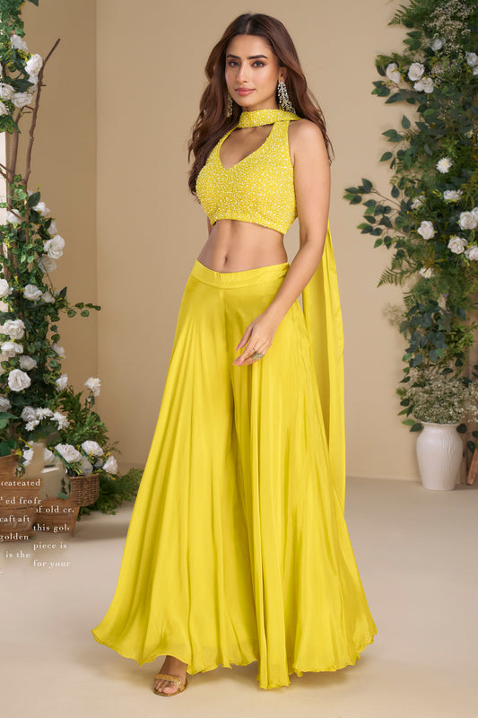 Yellow Haldi Ceremony Palazzo Set - Indian Wedding Outfit for Women USA