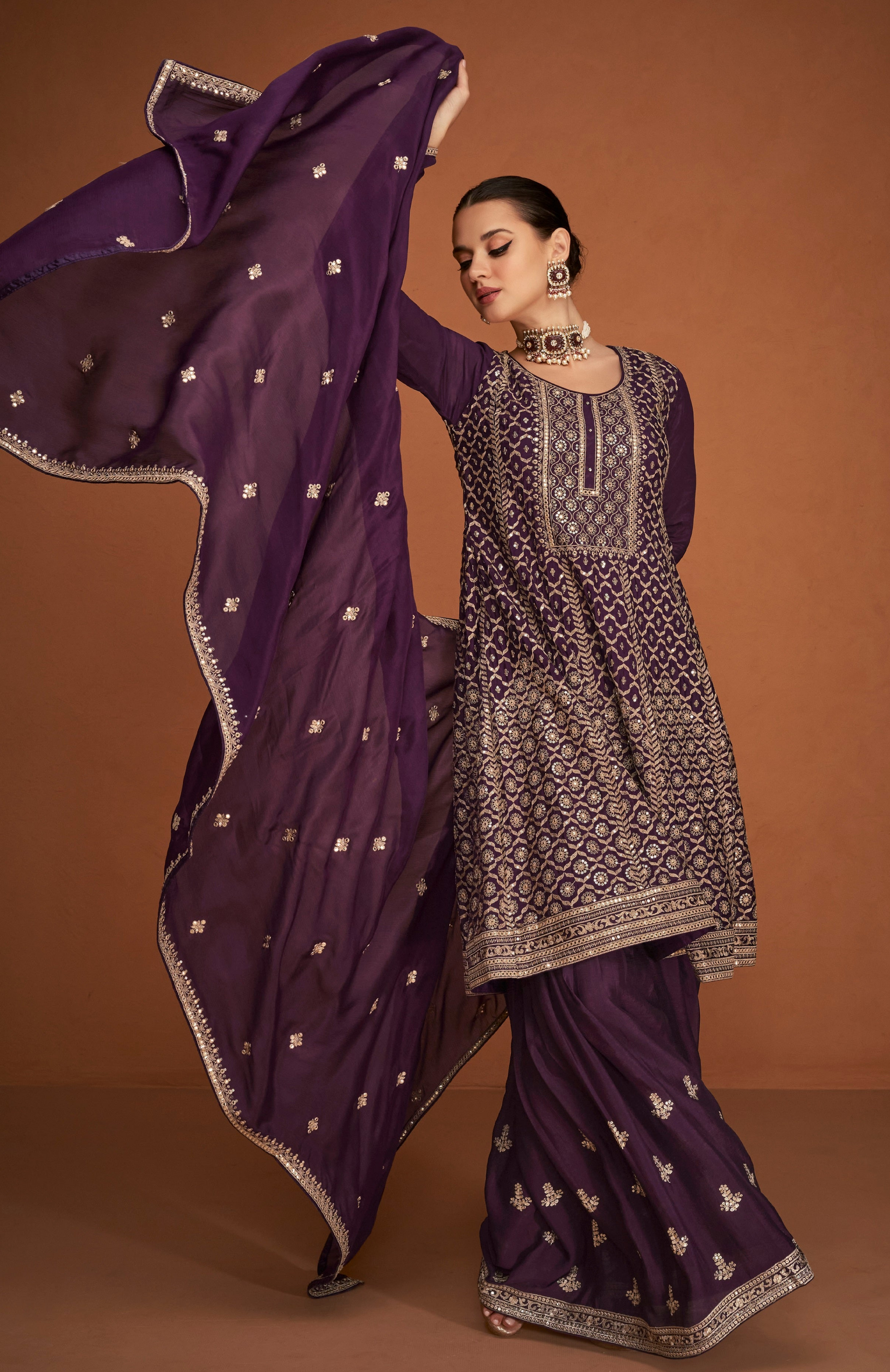 Indian Wedding Function Designer Party Outfit Palazzo Suit 