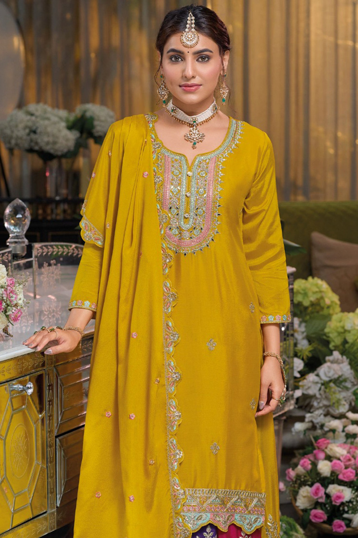 Indian Ethnic Designer Wedding Reception Party Palazzo Suit 