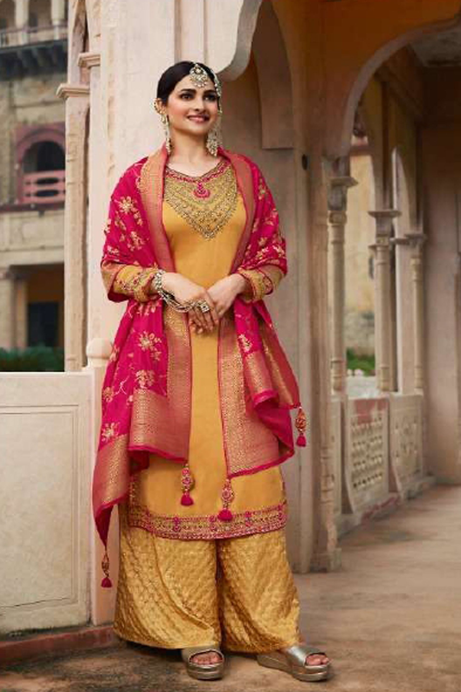 Women's Designer Ready To wear Traditional Look Palazzo Suit 