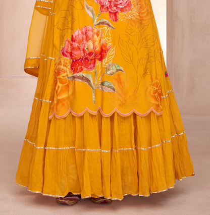 Reception party wear yellow dress