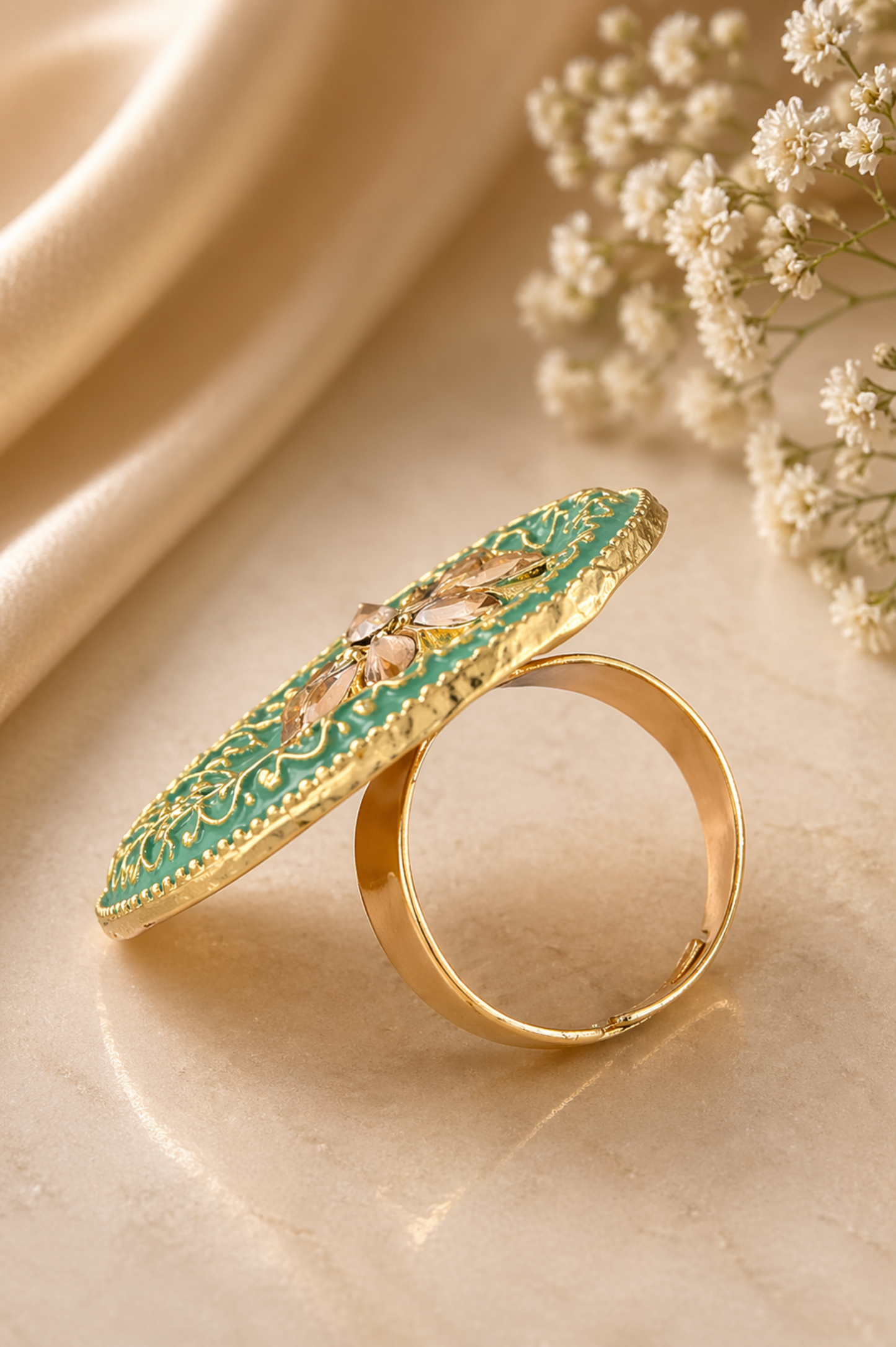 bridal kundan statement ring close up