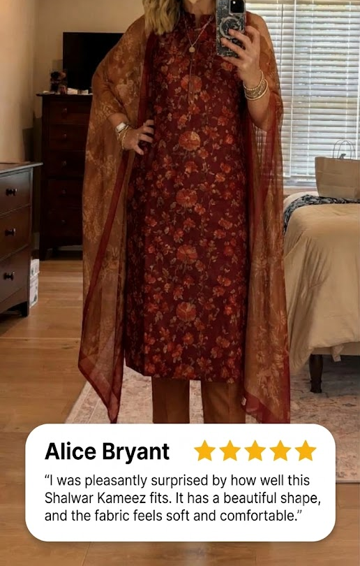 Women Shalwar Kameez in Red Color For Religious and Everyday Wear