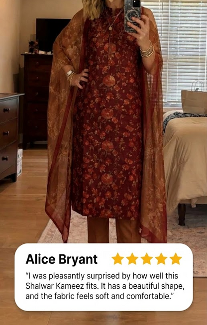 Women Shalwar Kameez in Red Color For Religious and Everyday Wear