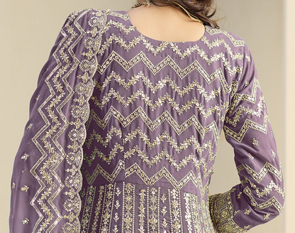 Lavender Anarkali dupatta dress for party wear