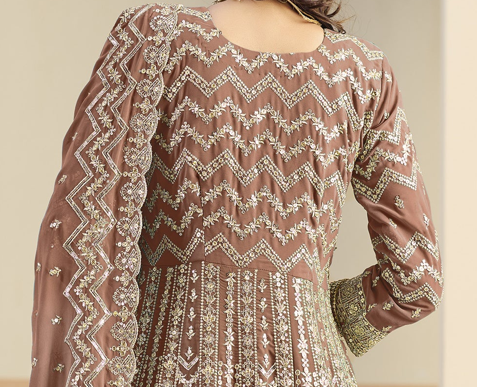 Anarkali dress back view with dupatta