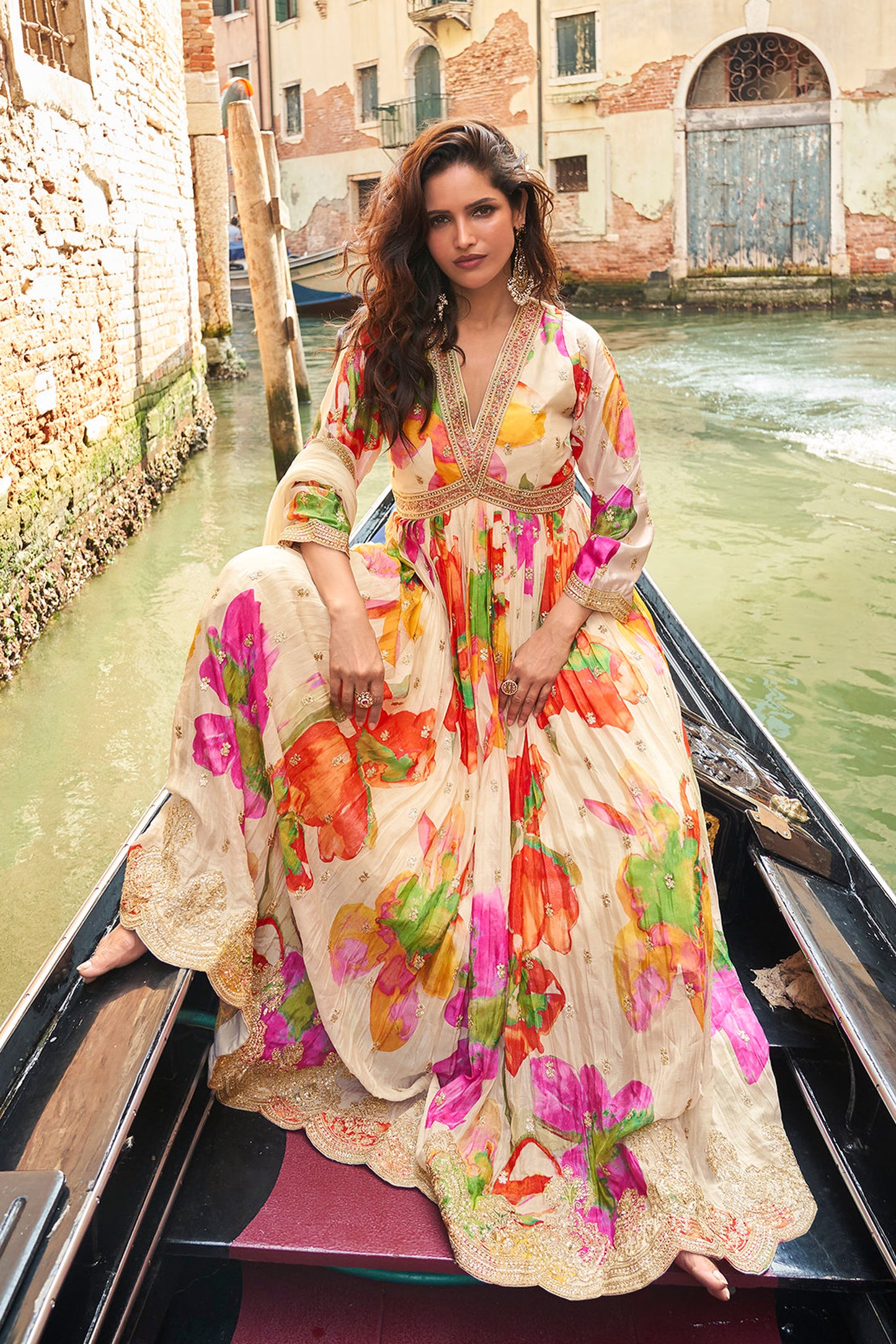 Full length anarkali gown with matching dupatta