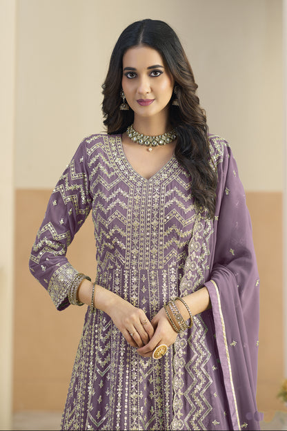 Anarkali gown back view with matching dupatta