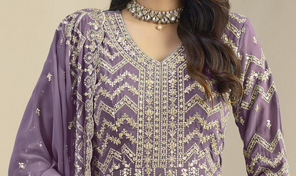 Lavender Anarkali gown for wedding wear