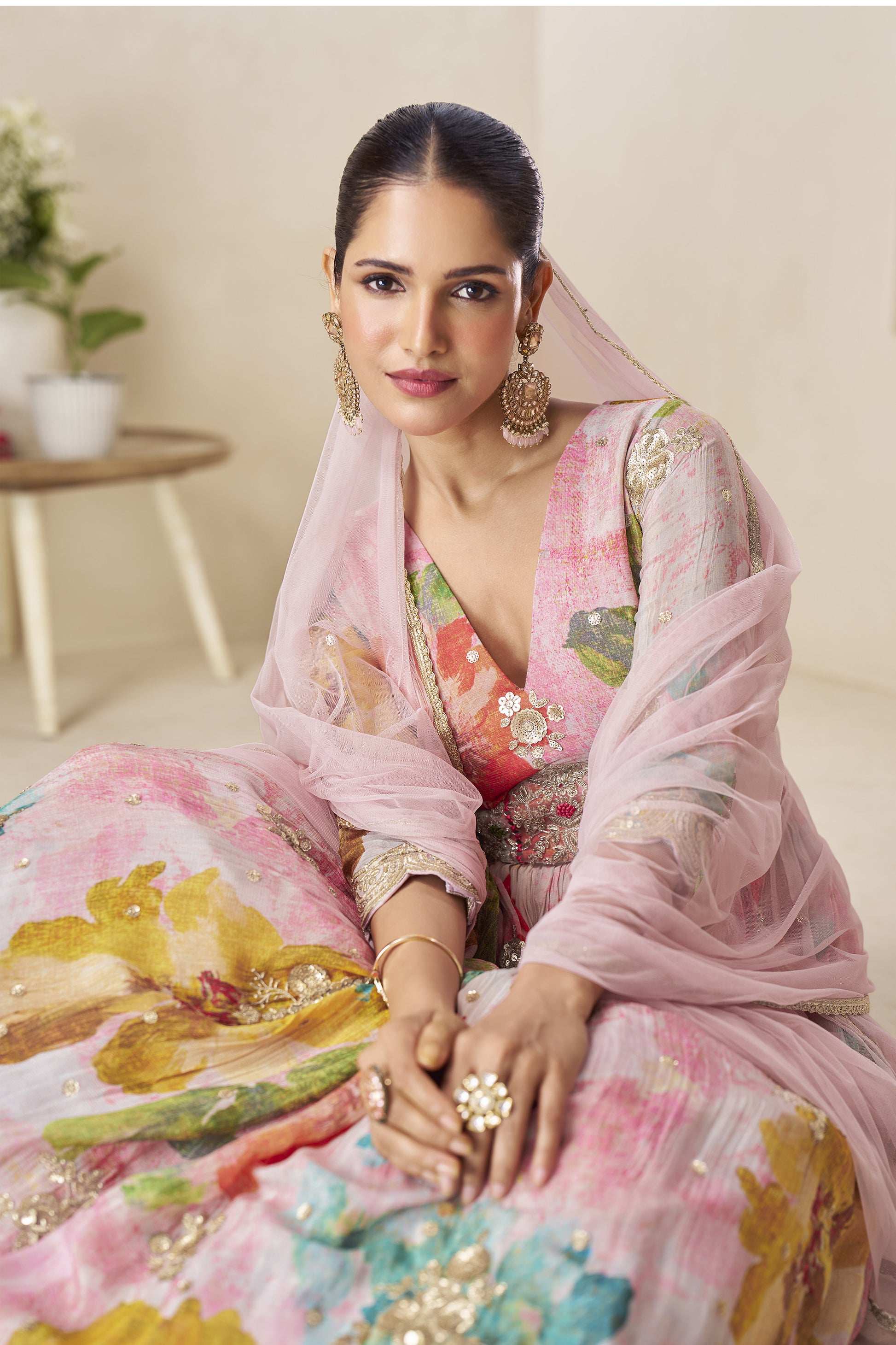 Baby Pink Anarkali Suit With Embroidery | Seyuri