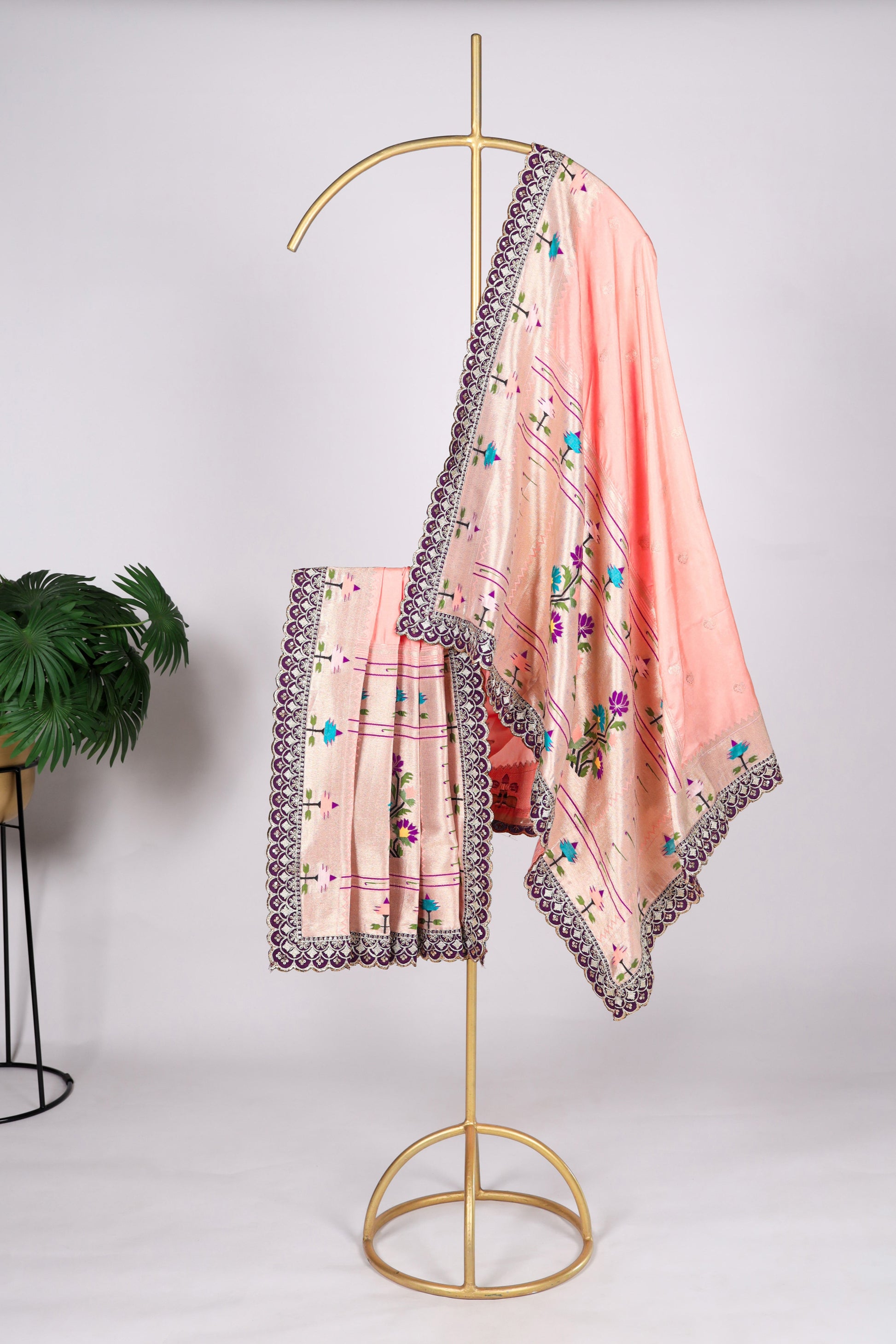 Baby pink dupatta with tassel border detailing