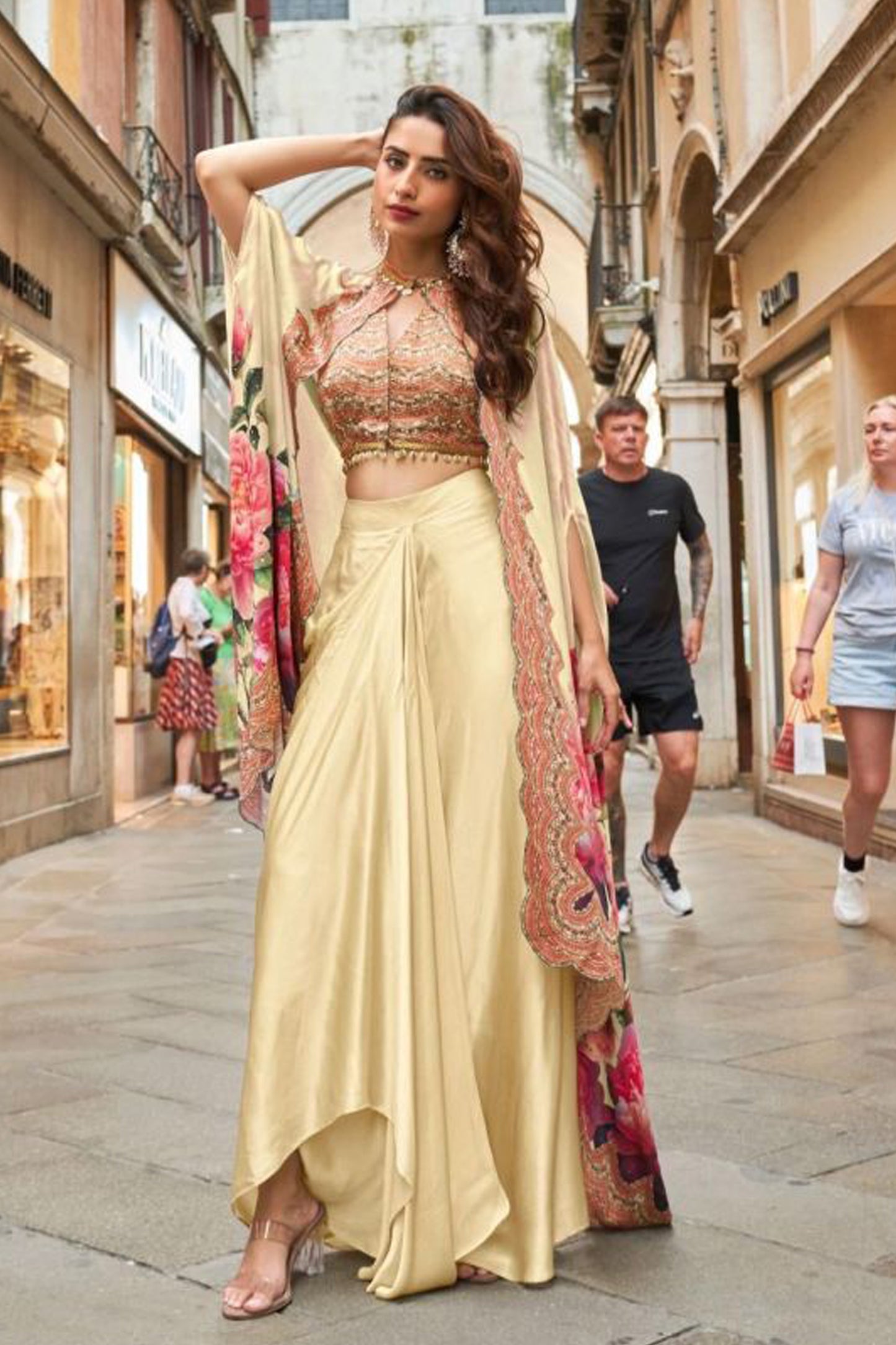 Indo Western Dress with coordinated jacket front profile