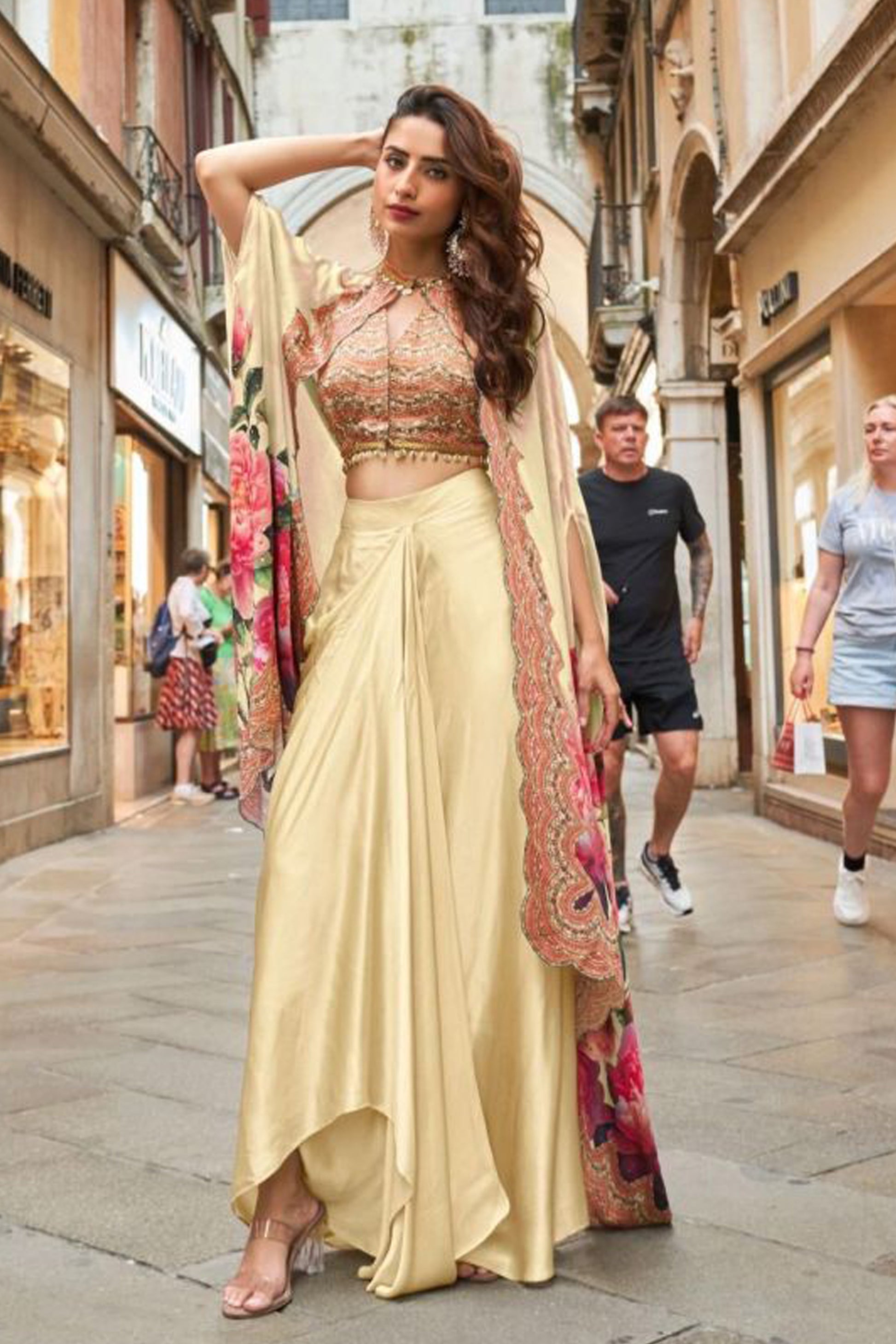 Indo Western Dress with coordinated jacket front profile