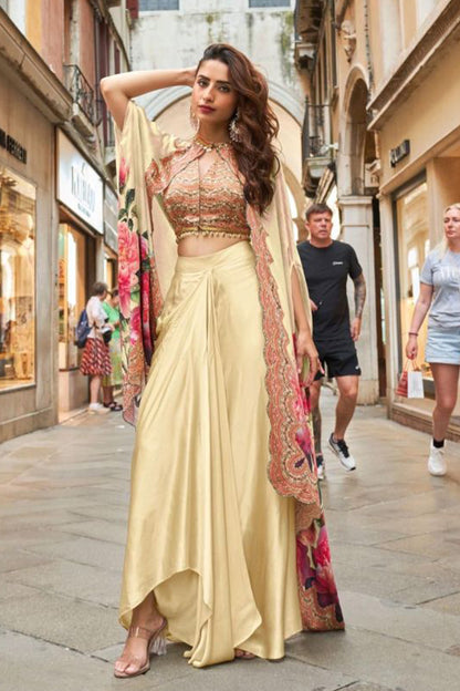 Indo Western Dress with coordinated jacket front profile