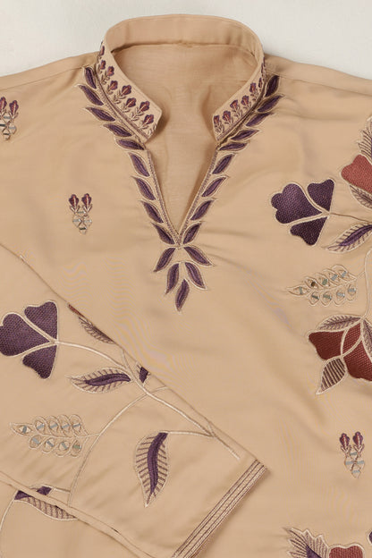 Beige Indian kurta for men for wedding celebrations