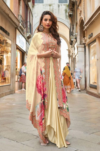 Indo Western Dress with coordinated jacket front profile