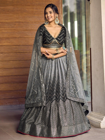 Elegant black ghagra choli for formal evening event