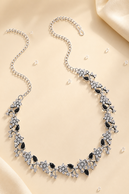 floral pattern necklace with drop elements
