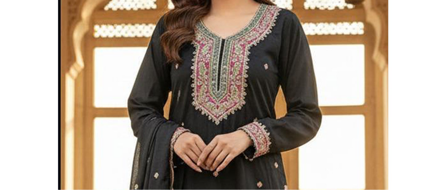 Black heavy chinon sharara front look