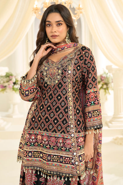 Black women palazzo suit elegant front styling