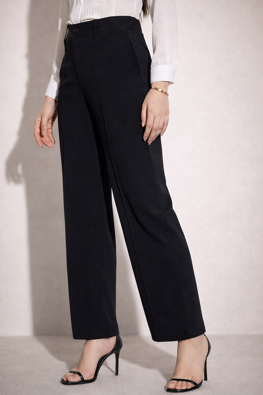 Black womens trouser pants front view clean silhouette