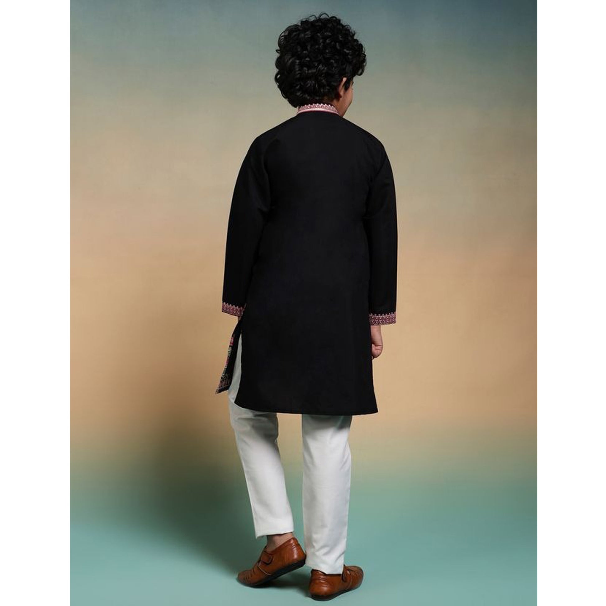 black eid kurta pajama outfit for wedding celebration