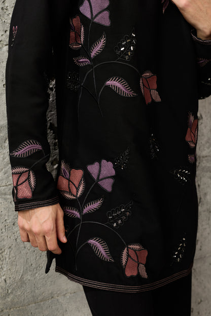 Black kurta pajama set for Eid celebrations