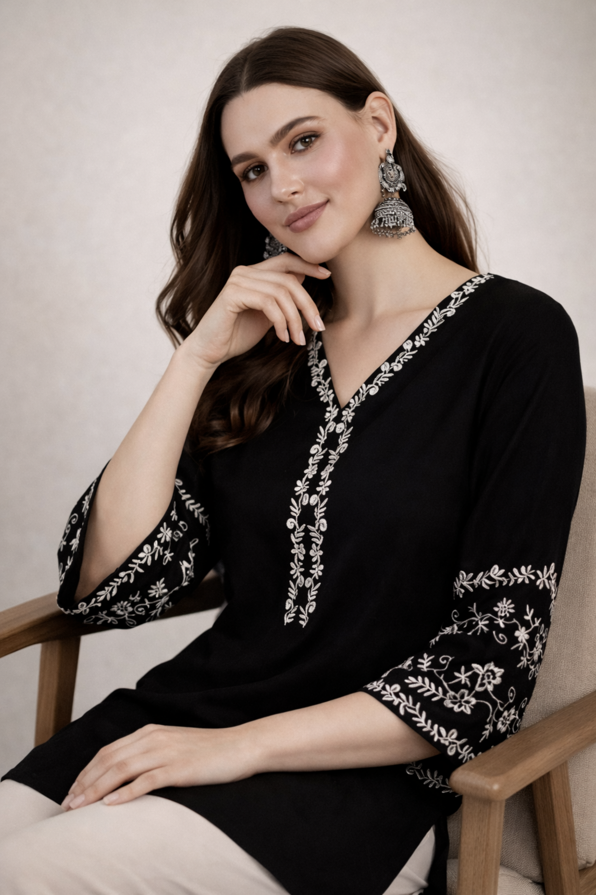 Black tops tunic styled for casual daily outfit