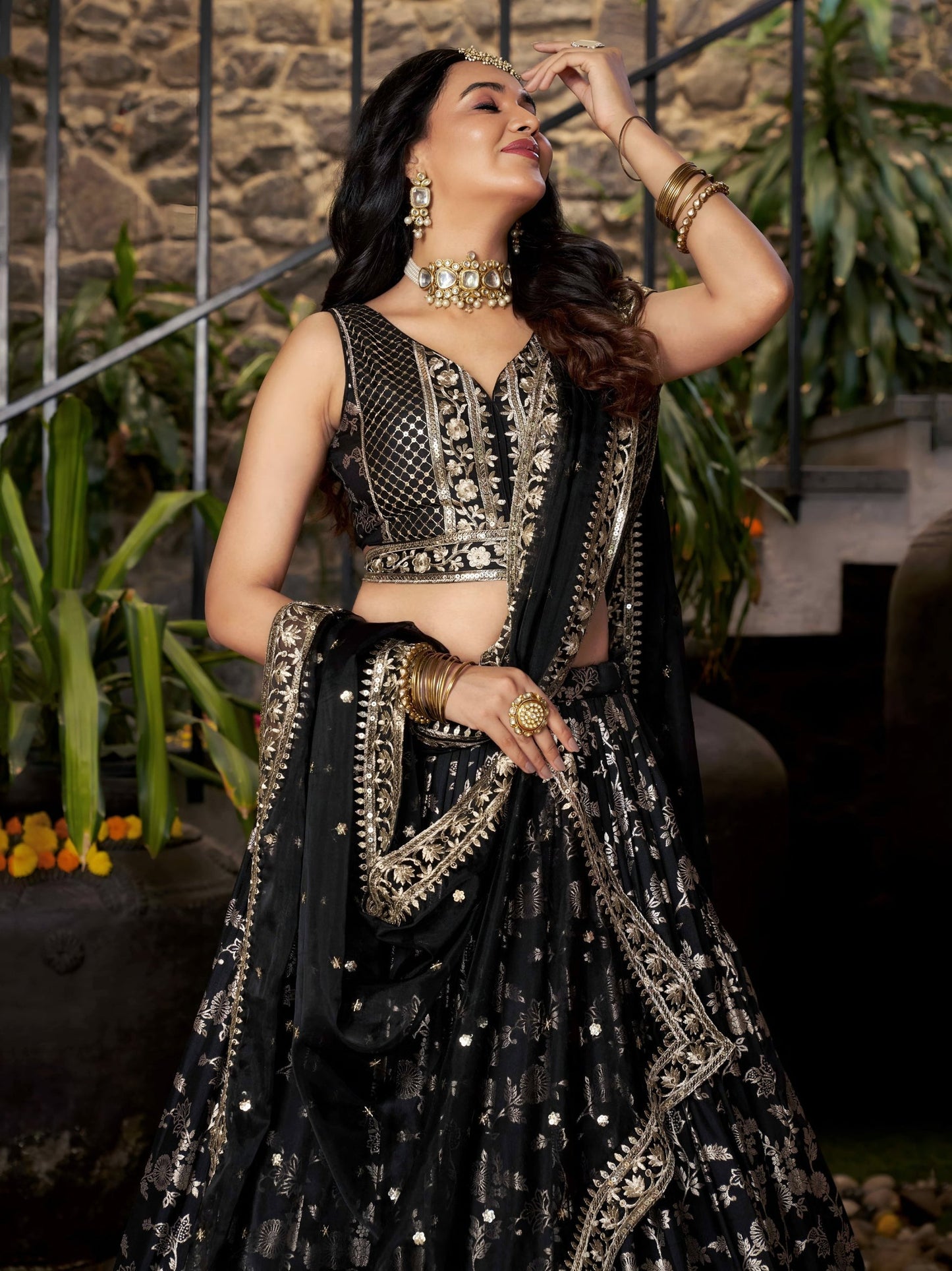 Dola Silk lehenga choli texture close-up