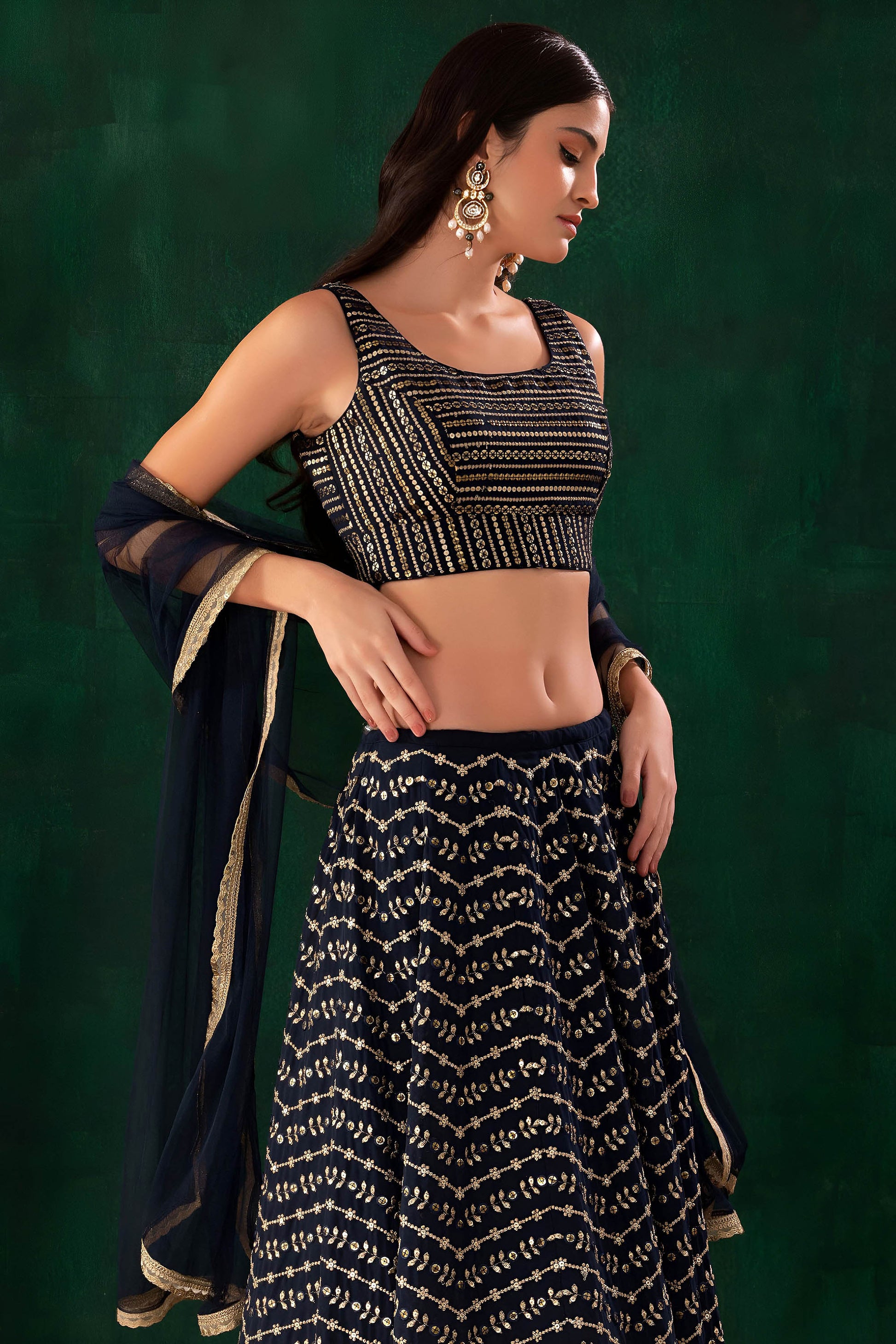 Black Lehenga Choli styled for Navratri celebration