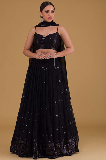 black lehenga choli paired with dupatta festive styling