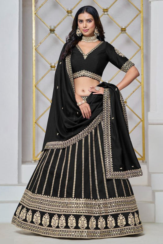 black lehenga choli sale full front view silk outfit