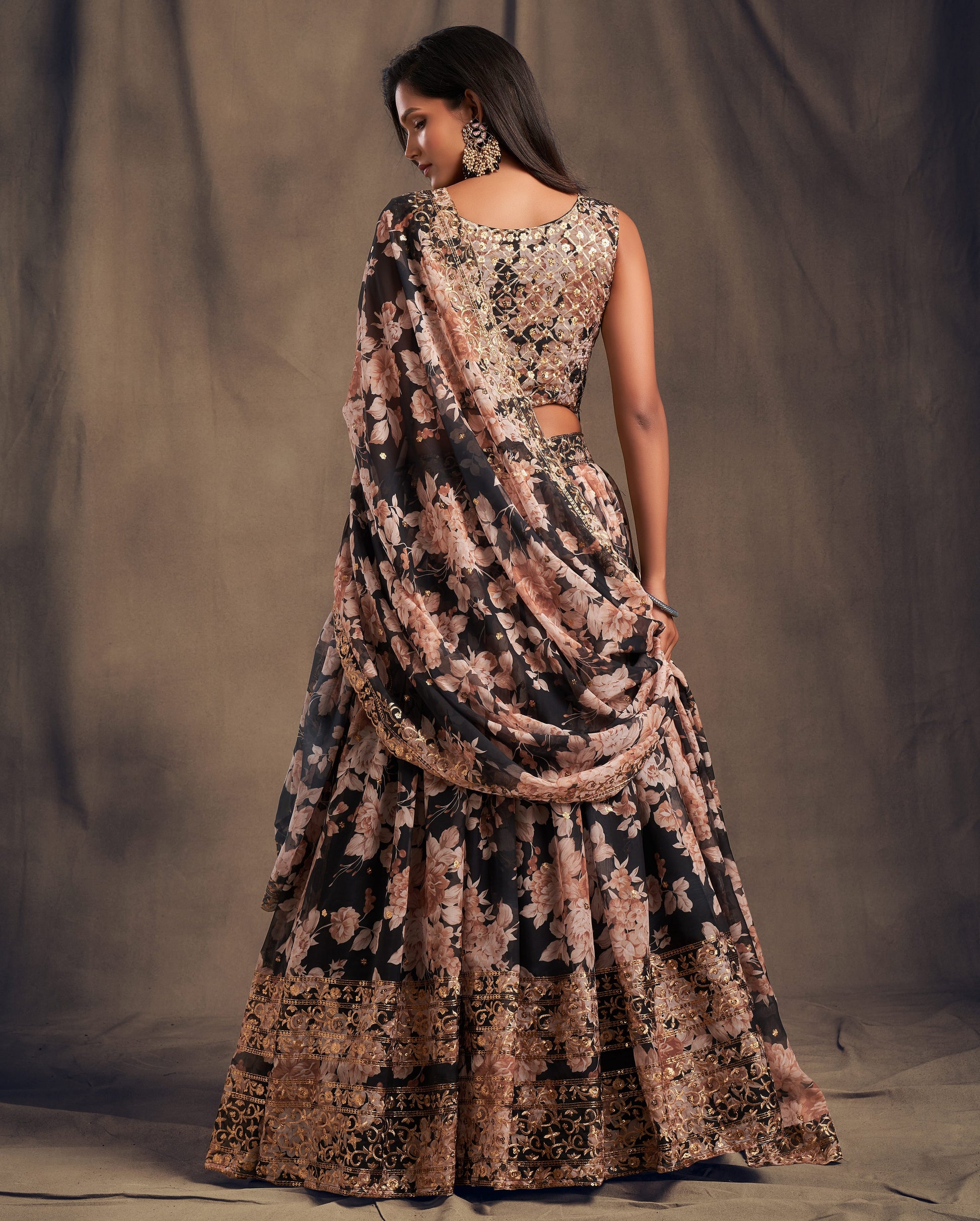 black lehenga elegant evening styling look