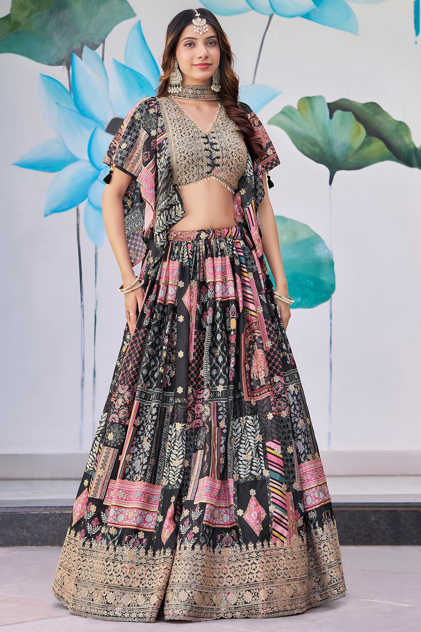 Black Lehengha Choli full outfit ready to wear style