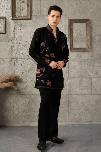 Black kurta pajama set for Eid celebrations