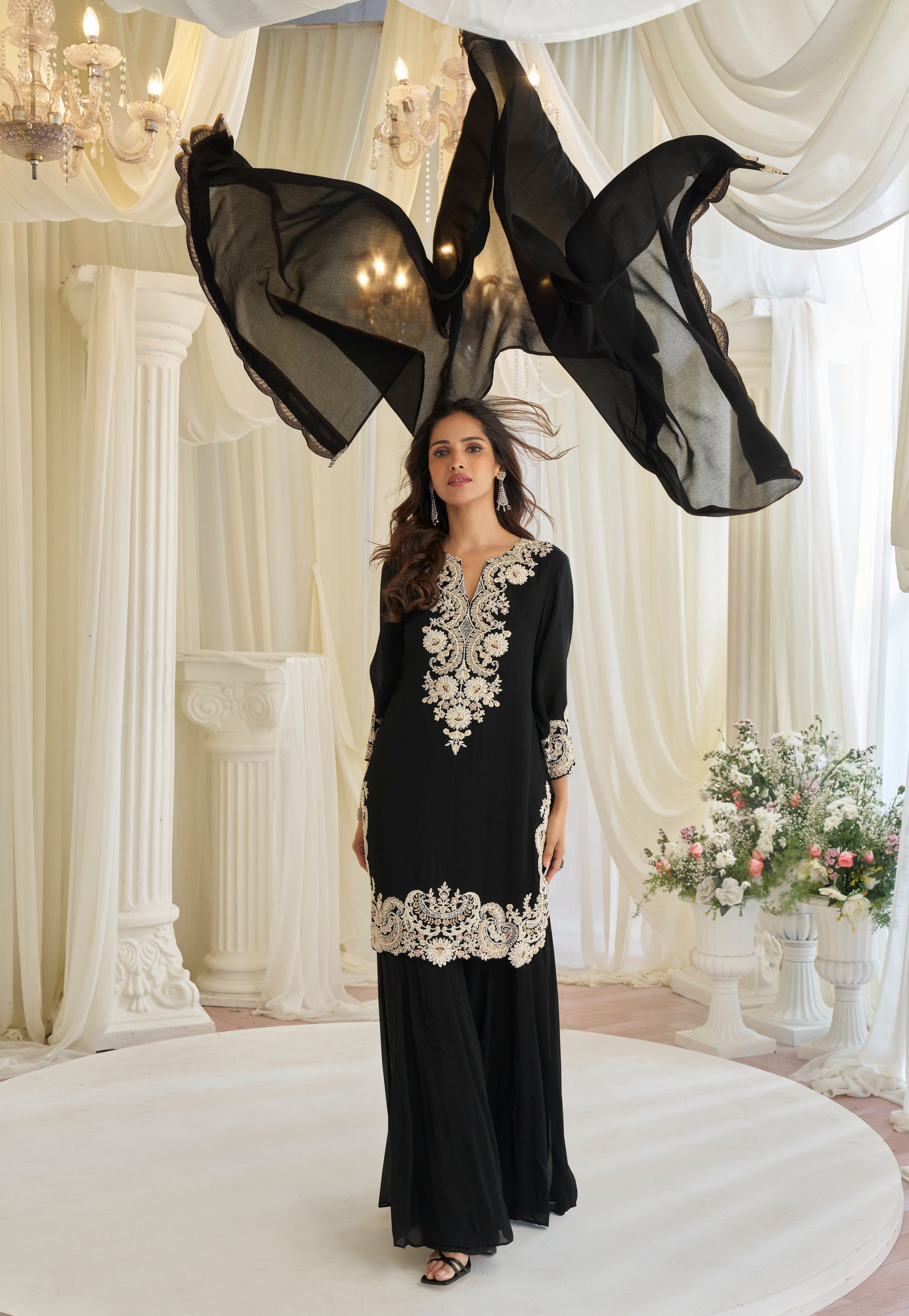 Black salwar kameez reception styling full look