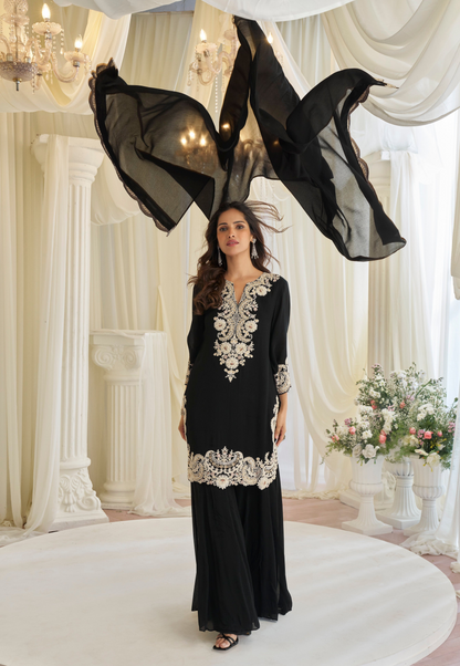 Black salwar kameez reception styling full look