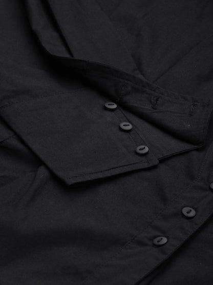 womens shirts minimal black cotton shirt close up fabric texture