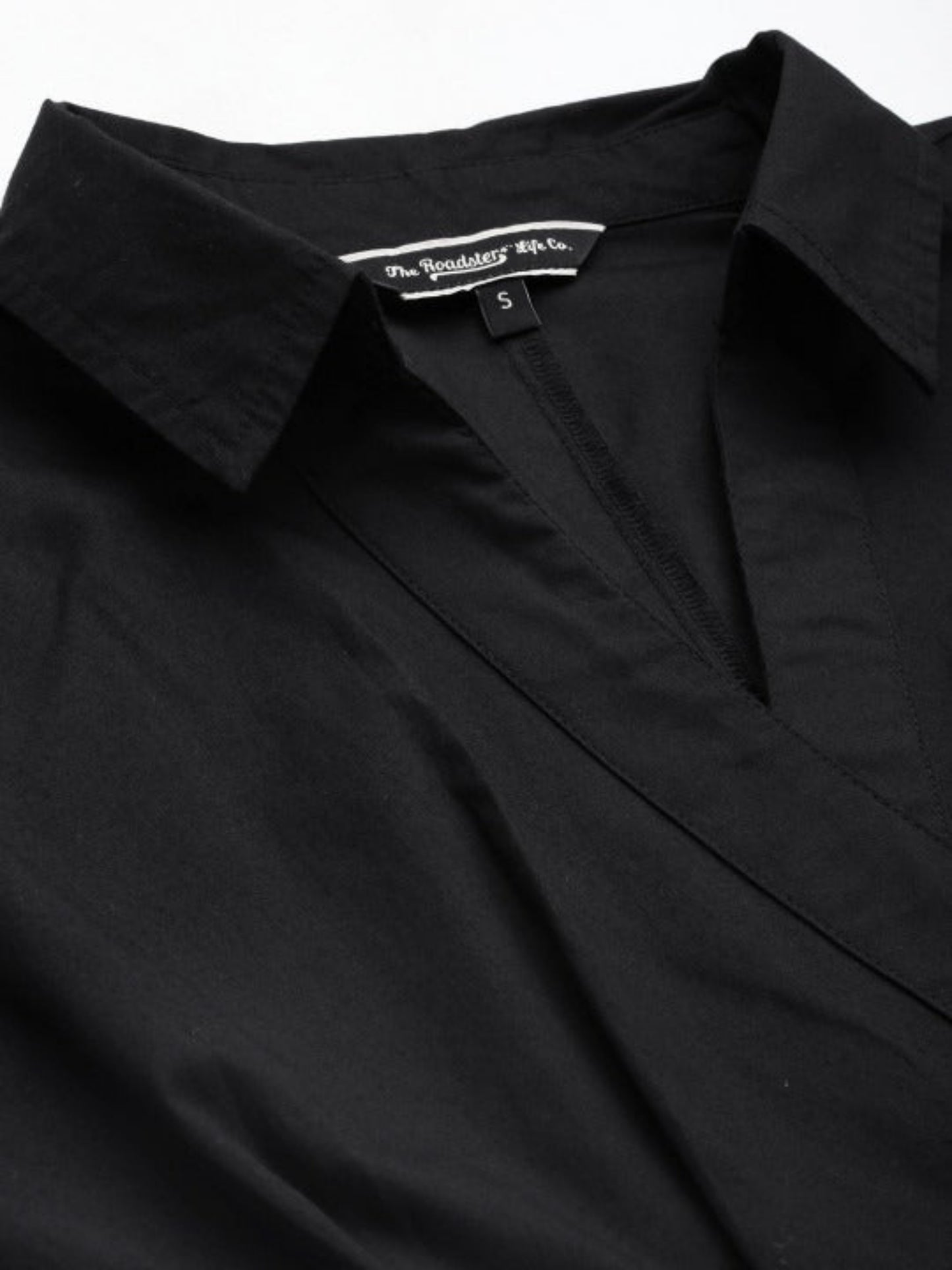 black shirt women collar close up minimal finish