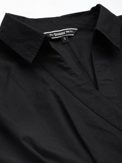 black shirt women collar close up minimal finish