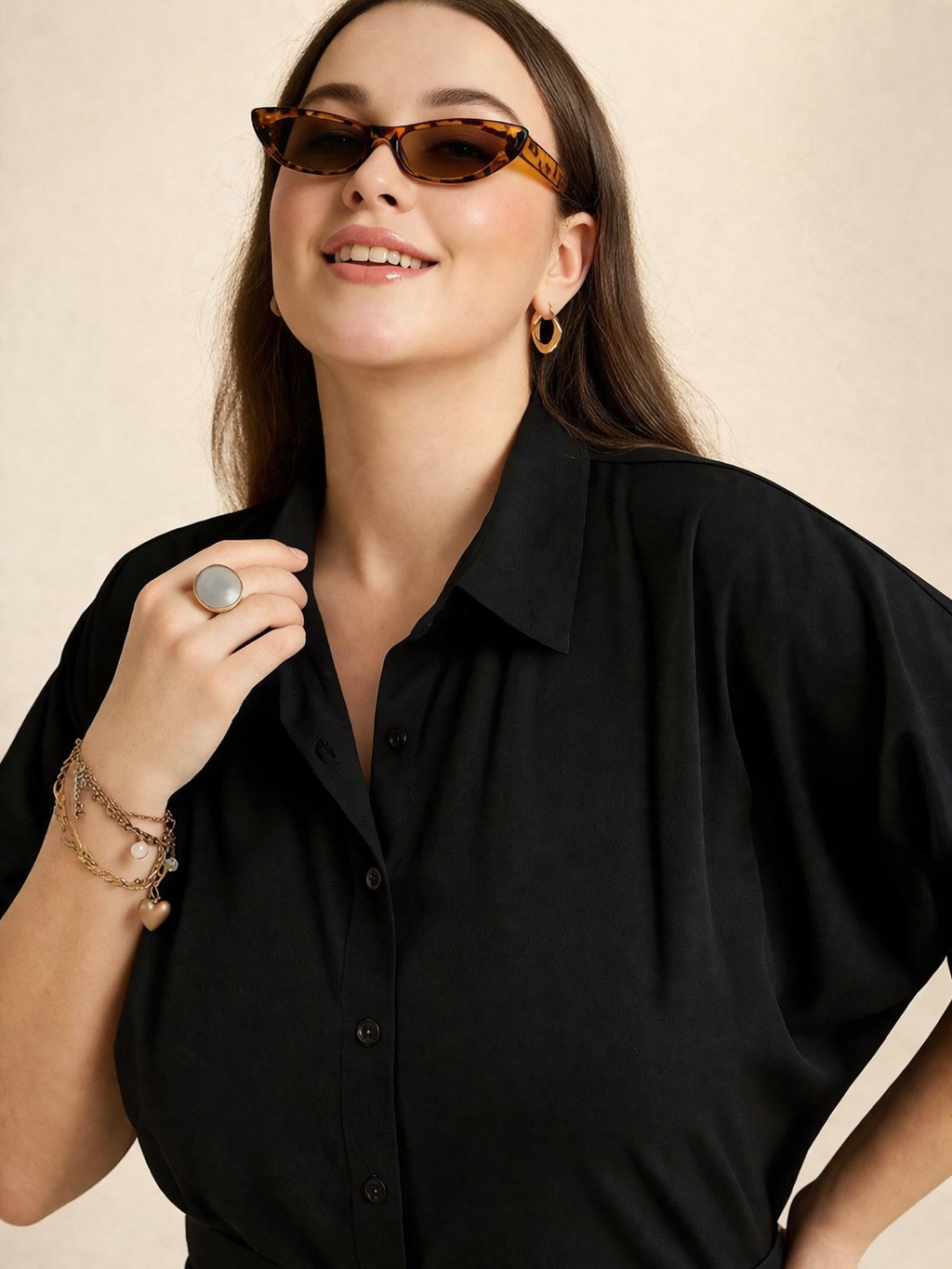 Close-up of polyester fabric texture on black shirt