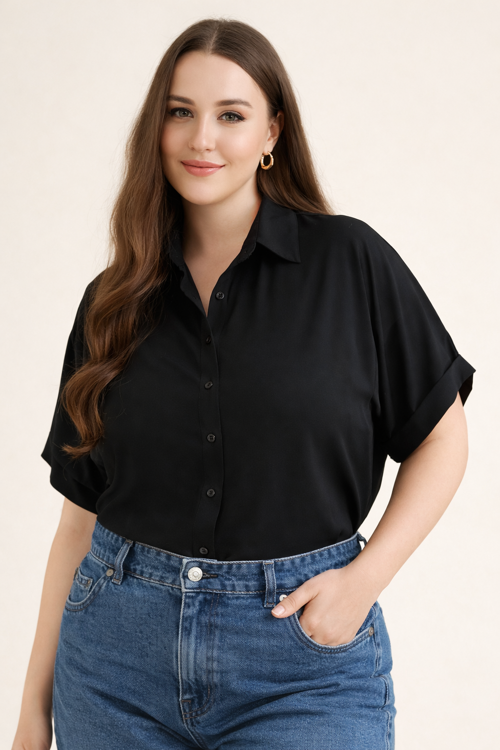 Casual styling of black shirt for everyday wear