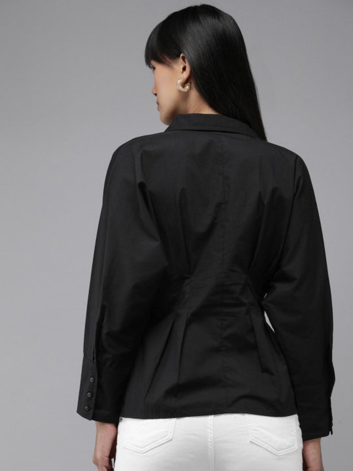 womens shirts back view black shirt clean silhouette