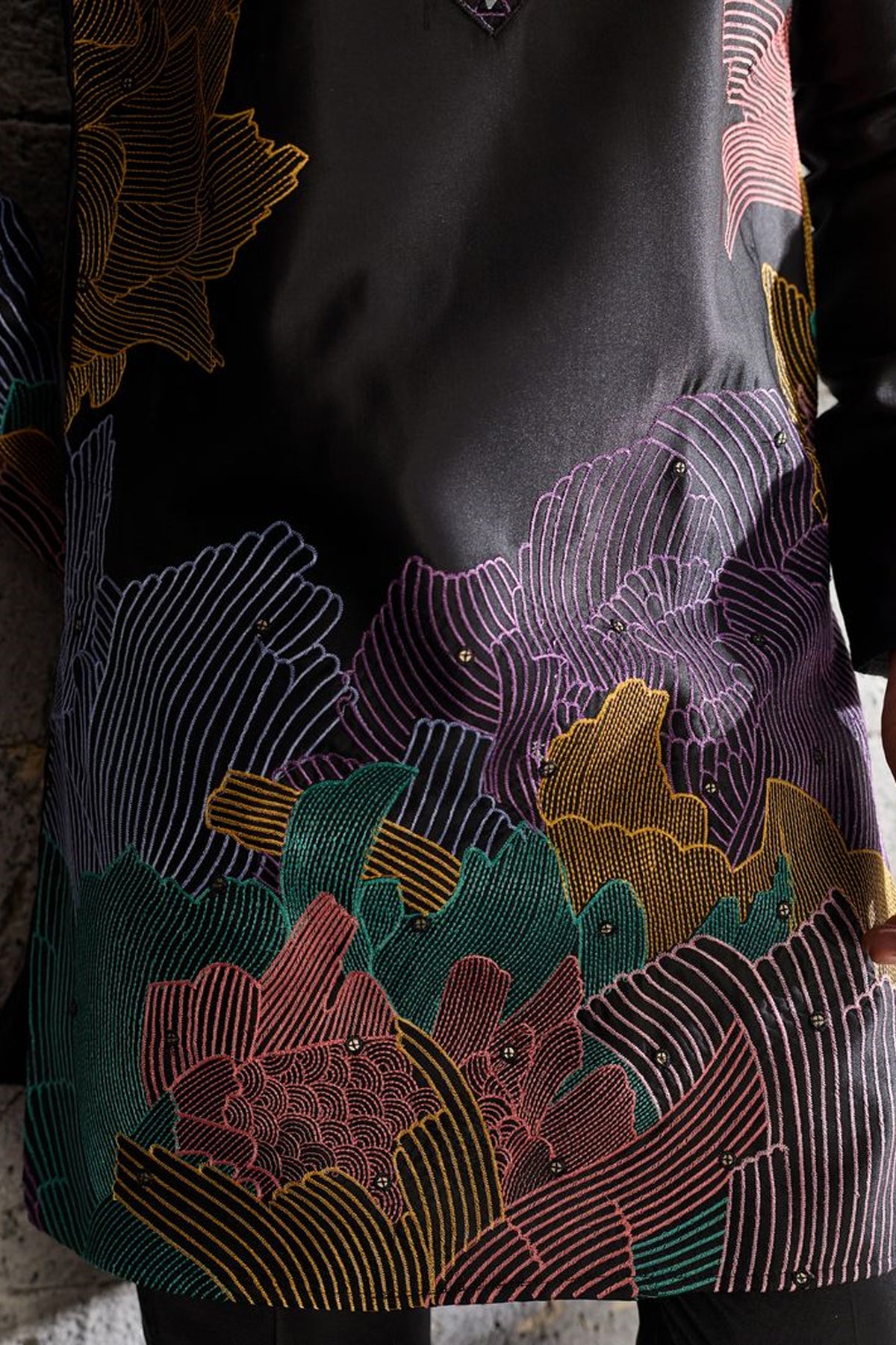 Close-up of viscose silk fabric texture