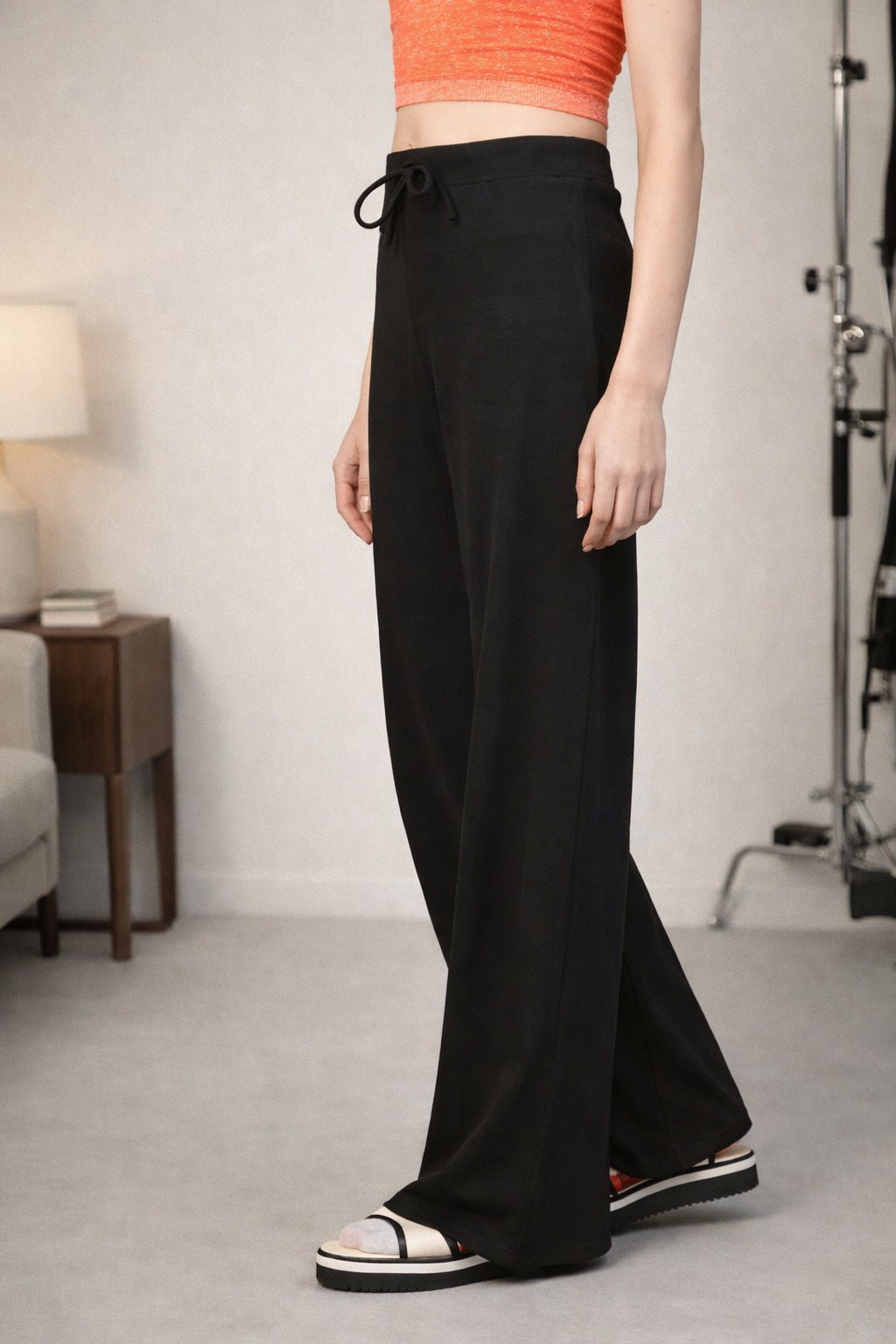 straight leg pants for women side profile look