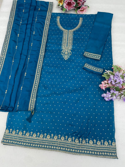 Blue Navratri wear plazzo dress front view