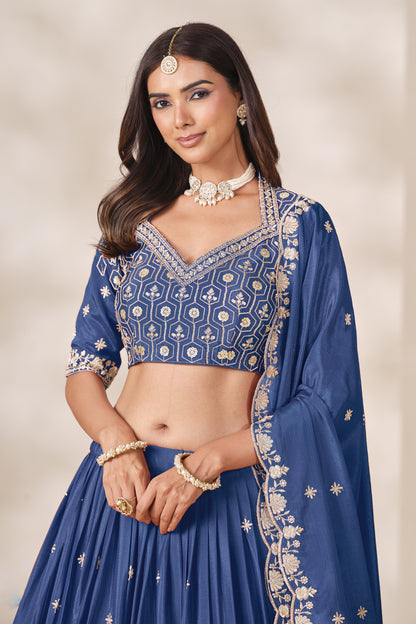 Blue lehengha choli for women's for festive celebrations.