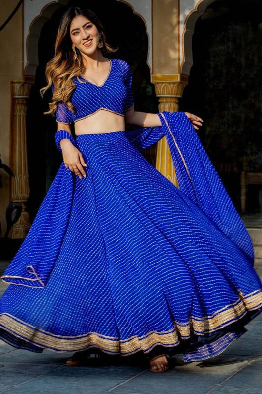 Blue lehenga choli full outfit for wedding event